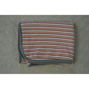 Rene Rofe Stripes Baby Blanket Gray White Red Orange Thin Cotton Stretch Lovey